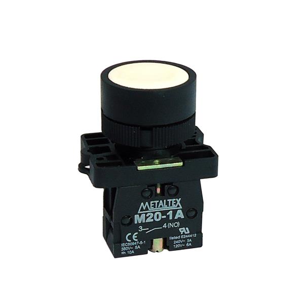 Botão de Comando Pulsante Metaltex P20AFR-W-1A 37433 37433