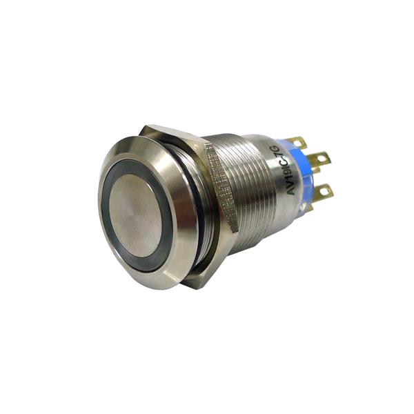 Botão Antivandalismo 19mm Pulsante Iluminado Verde 24VCC/VCA Metaltex AV19IC-7G 37462 37462