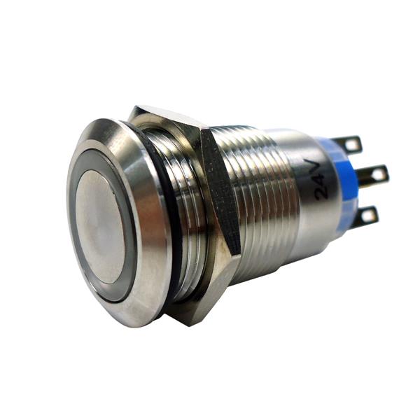 Botão Antivandalismo 19mm Pulsante Iluminado Branco 24VCC/VCA Metaltex AV19IC-7W 37464 37464