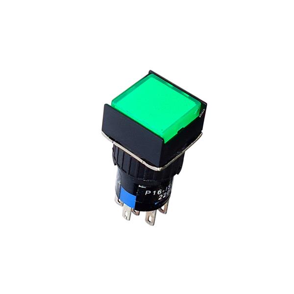 Botão de Comando Quadrado com Retenção Iluminado Metaltex P16-IS2-G2 37641 37641