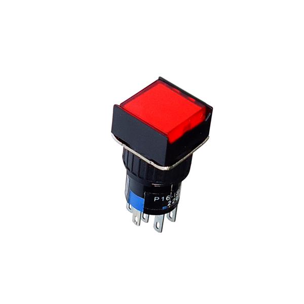 Botão de Comando Quadrado com Retenção Iluminado Metaltex P16-IS2-R2 37642 37642