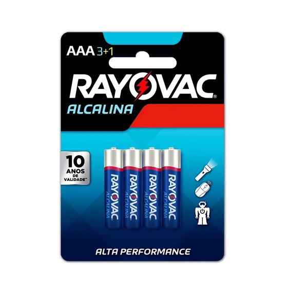 Pilha Alcalina AAA Rayovac LR03 - cartela com 4 unidades 38844 38844