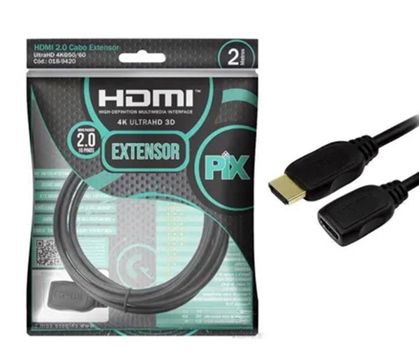 Cabo HDMI Extensor 4K HDR Ultra HD 2M 19 Pinos Chip Sce 018-9420 38908 38908