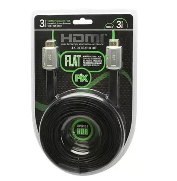 Cabo HDMI Flat Desmontável 2.0 4K HDR 3M 19 Pinos Chip Sce 018-9803 38885 38885