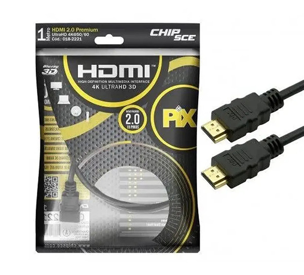 Cabo HDMI Gold 2.0 4K Ultra HD 1M 19 Pinos Chip Sce 018-2221 38892 38892