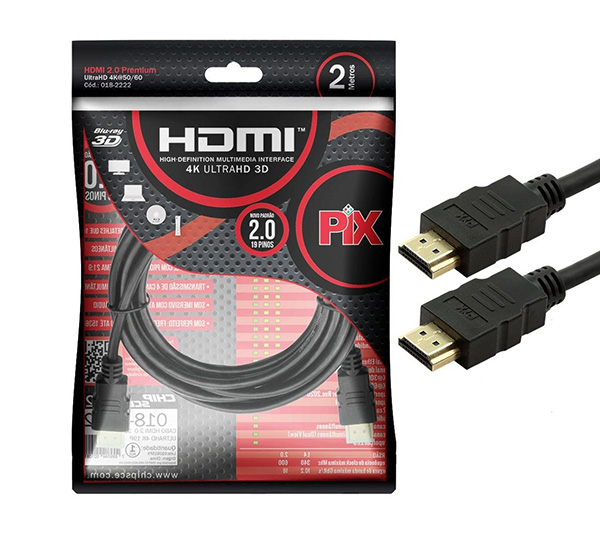 Cabo HDMI Gold 2.0 4K Ultra HD 2M 19 Pinos Chip Sce 018-2222 38893 38893