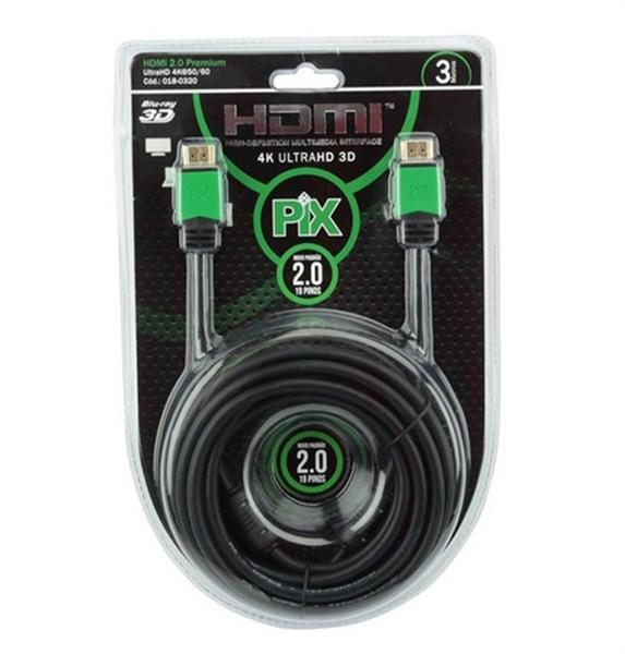 Cabo HDMI 2.0 Premium 4K Ultra HD 3M 19 Pinos Chip Sce 018-0320 38897 38897