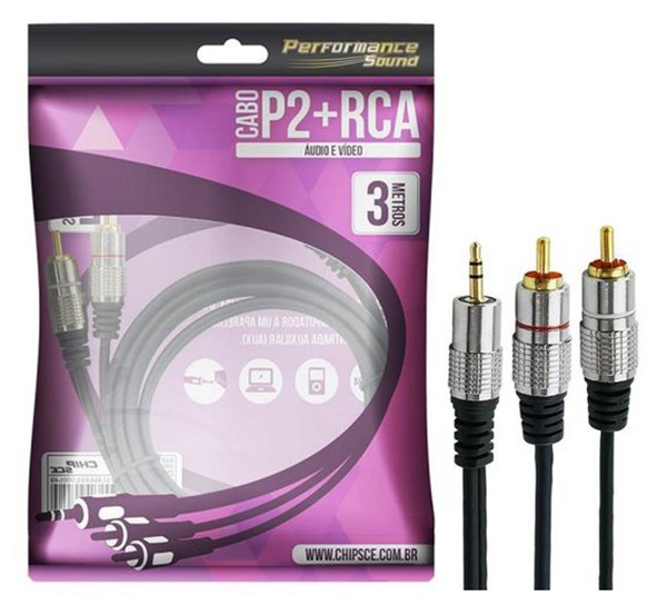 Cabo de Áudio P2+RCA 3M Chip Sce 018-0703 39288 39288