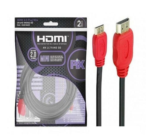 Cabo HDMI Gold 2.0 Plug Mini 4K Ultra HD 2M 19 Pinos Chip Sce 018-9400 39260 39260