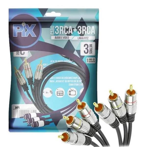 Cabo de Áudio e Vídeo 3RCA+3RCA 3M Chip Sce 018-0751  39297 39297