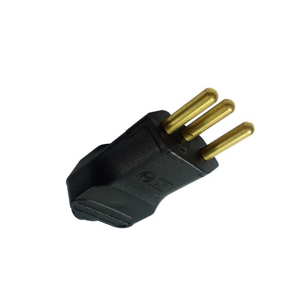 Plugue com Prensa Cabo (2P+T) Ø 4,8mm 20A 250V Preto Margirius PLD2-3 (15013) 38506 38506