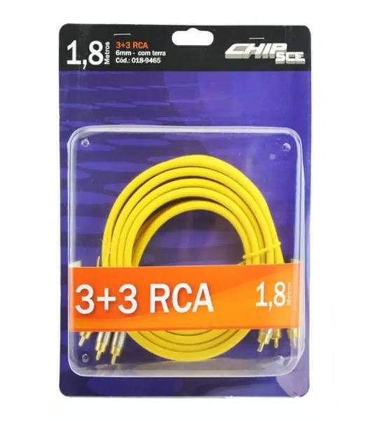 Cabo 3+3 RCA Emborrachado Gold 1,8M Chip Sce 018-9465 40692 40692