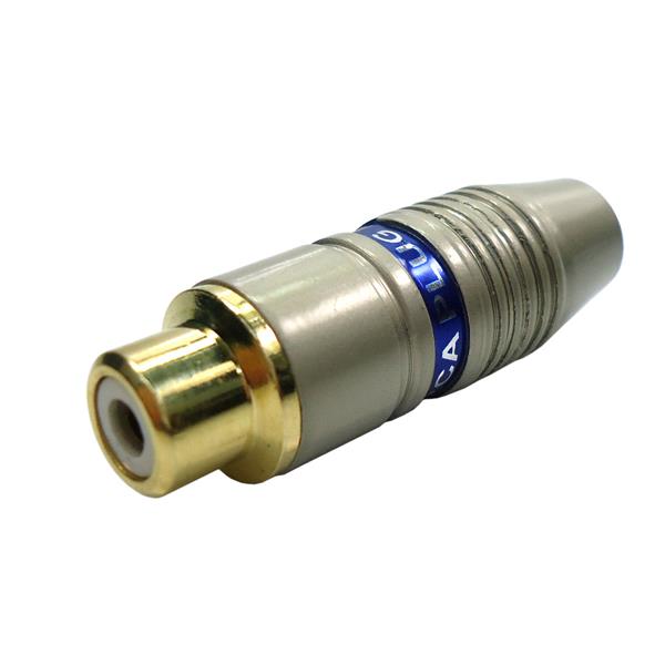Plug Profissional RCA Fêmea Metálico Azul 40946 40946