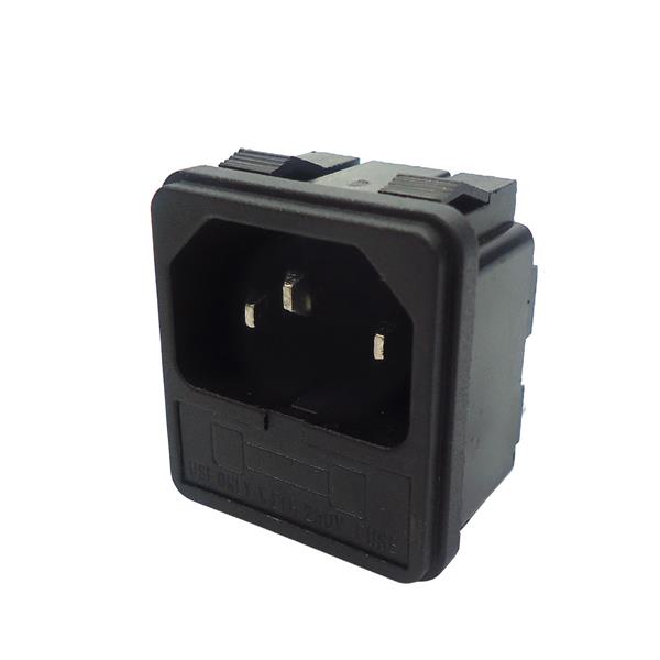 Tomada para Painel IEC Macho com Suporte para Fusível Fluxus LZ-14-F2-3P 41297 41297