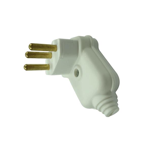 Plugue com Prensa Cabo (2P+T) Ø 4,8mm 20A 250V Branco Margirius PLD8-3 (16594) 40651 40651