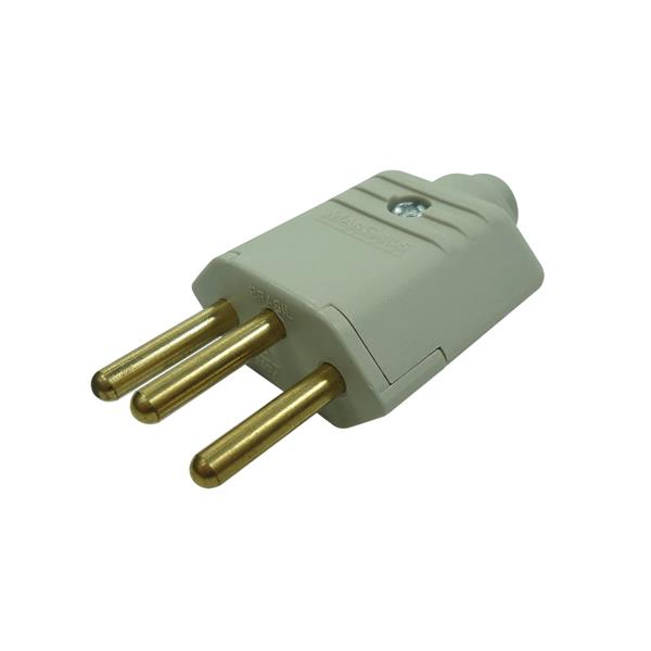 Plugue (2P+T) Ø 4,0mm 10A 250V Cinza Margirius PLD1-3 (12684) 40664 40664