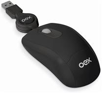 Mouse Óptico Retrátil Mini Conexão USB Preto OEX MS-201  39854 39854 