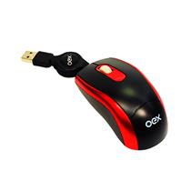 Mouse Óptico Retrátil Mini Conexão USB Preto e Vermelho OEX MS-201 39855 39855 