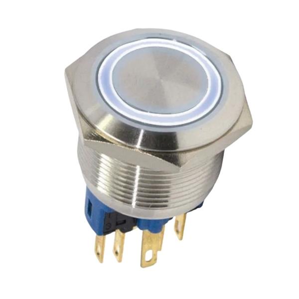 Botão Antivandalismo 22mm Pulsante Iluminado Branco 24VCC/VCA Metaltex AV22IC-7W 41332 41332