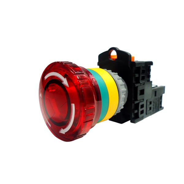 Botão de Emergência Giro para Destravar Iluminado Metaltex TN2IK7R-L1B 41345 41345