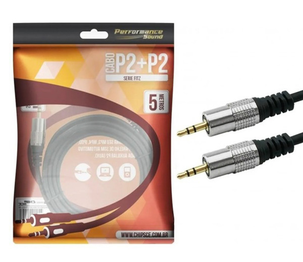 Cabo de Áudio P2+P2 5M Chip Sce 018-0725 40511 40511