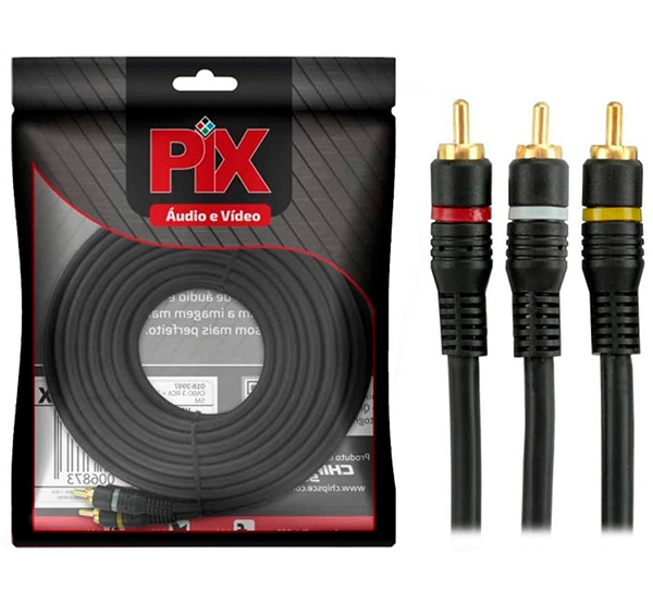 Cabo de Áudio e Vídeo 3RCA+3RCA 5M Chip Sce 018-3997  39100 39100