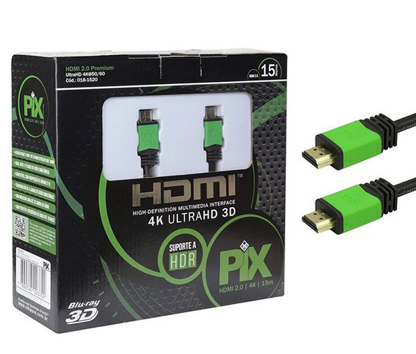 Cabo HDMI 2.0 Plus 4K HDR 15M 19 Pinos Chip Sce 018-1520 41126 41126