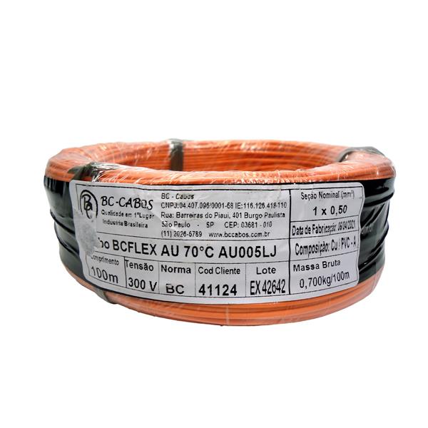 Fio Cabinho Flexível N 20 0,50 mm² Laranja BC-Cabos rolo com 100 mts 41124 41124