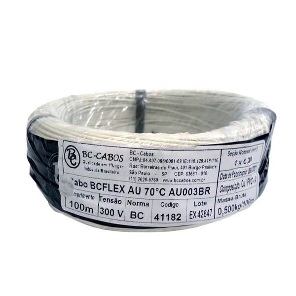 Fio Cabinho Flexível N 22 0,30 mm² Branco BC-Cabos rolo com 100 mts 41182 41182