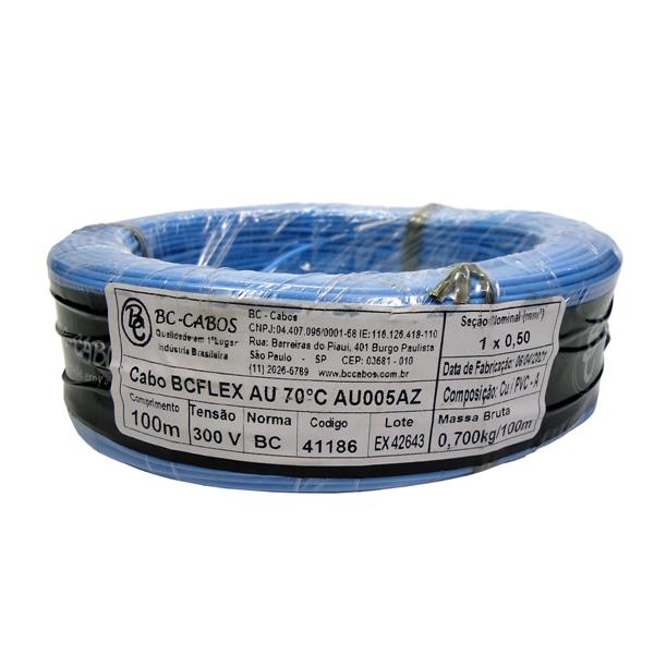 Fio Cabinho Flexível N 20 0,50 mm² Azul BC-Cabos rolo com 100 mts 41186 41186