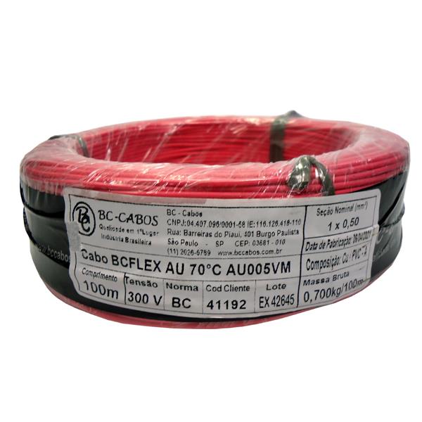 Fio Cabinho Flexível N 20 0,50 mm² Vermelho BC-Cabos rolo com 100 mts 41192 41192