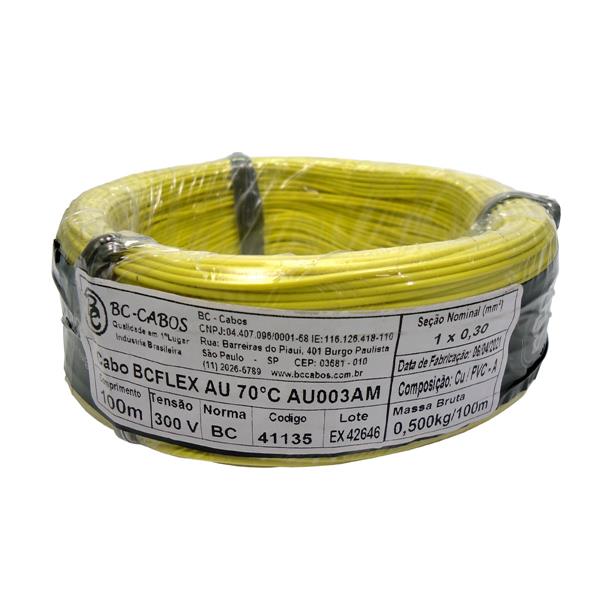 Fio Cabinho Flexível N 22 0,30 mm² Amarelo BC-Cabos rolo com 100 mts 41135 41135