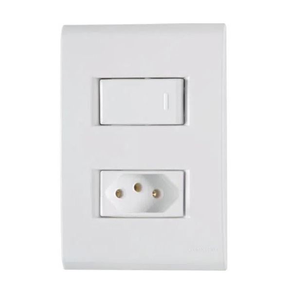 Conjunto Liz 4x2 com 1 Interruptor Simples e 1 Tomada 2P+T Branco Tramontina 58170/044 41013 41013