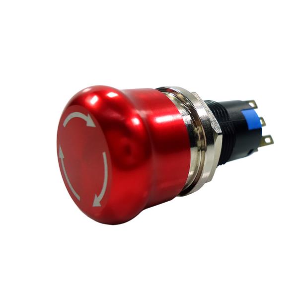 Botão Antivandalismo 16mm de Emergência Giro para Destravar Metaltex AV16-ER2 41644 41644