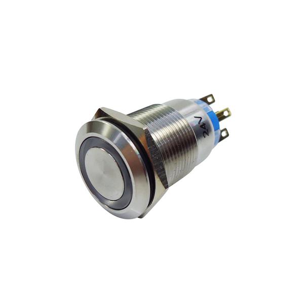 Botão Antivandalismo 19mm Pulsante Iluminado Vermelho 24VCC/VCA Metaltex AV19IC-7R 41645 41645