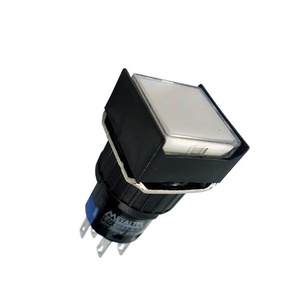 Botão de Comando Quadrado com Retenção Iluminado Metaltex P16-IS7-W2 42195 42195