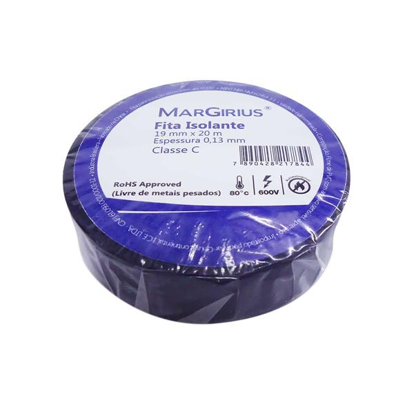Fita Isolante Preta 20 metros Margirius 0,13mm x 19mm 42435 42435