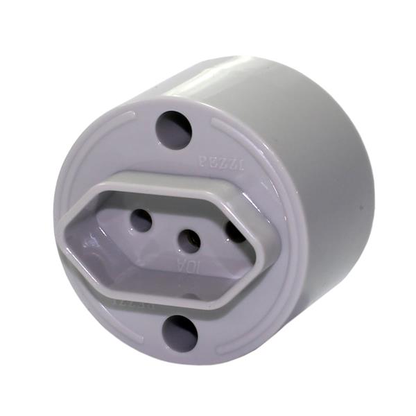 Tomada Redonda (2P+T) 10A 250V Cinza Pezzi 136-3 20609 20609