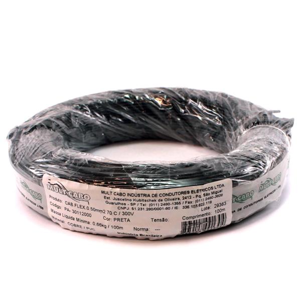 Fio Cabinho Flexível N 20 0,50 mm² Preto Mult Cabo rolo com 100 mts 6080 6080