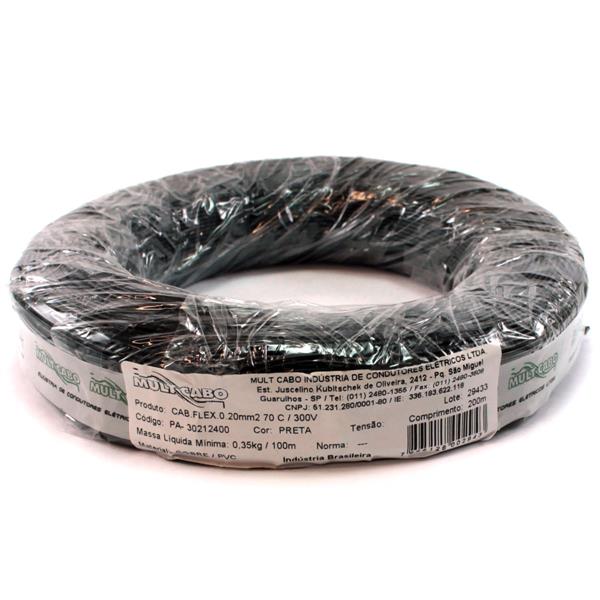 Fio Cabinho Flexível N 24 0,20 mm² Preto Mult Cabo rolo com 200 mts 6082 6082