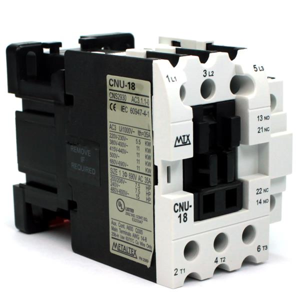 Contator Tripolar 22A 220VCA 50/60HZ Metaltex CNU18-H5-3A1a1b 215 215