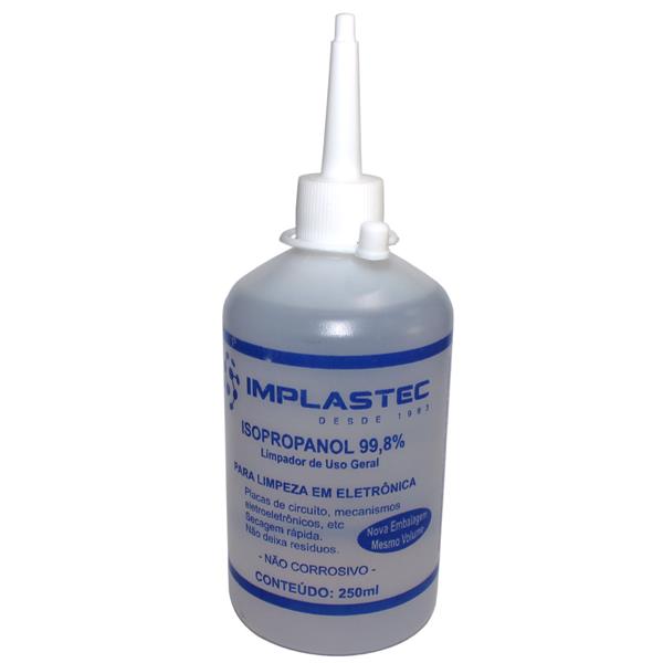 Álcool Isopropílico 99,8% Implastec Fraco de 250ml 3675 3675