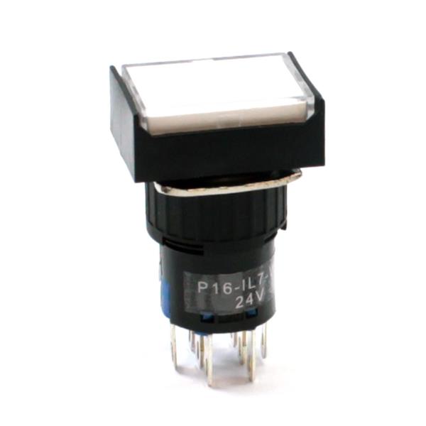 Botão de Comando Retangular com Retenção Iluminado Metaltex P16-IL7-W2 6755 6755