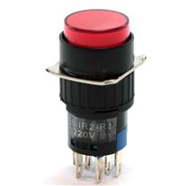 Botão de Comando Redondo com Retenção Iluminado Metaltex P16-IR2-R2 23197 23197