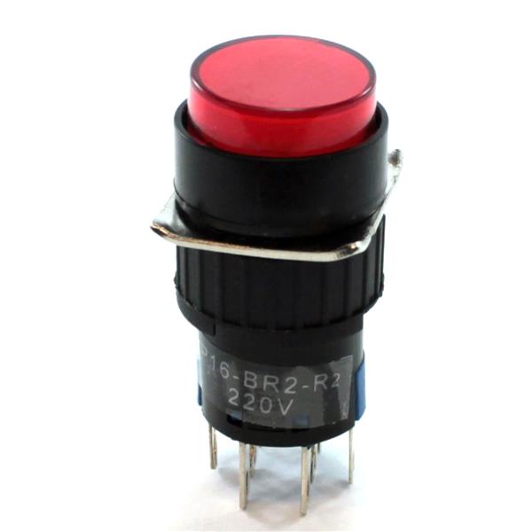 Botão de Comando Redondo Pulsante Iluminado Metaltex P16-BR2-R2 23198 23198