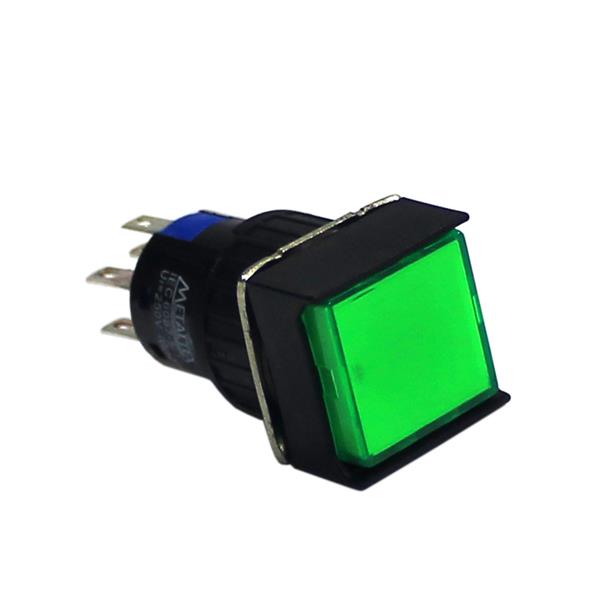 Botão de Comando Quadrado Pulsante Iluminado Metaltex P16-BS7-G2 31670 31670