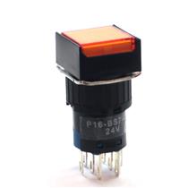 Botão de Comando Quadrado Pulsante Iluminado Metaltex P16-BS7-O2 31671 31671 