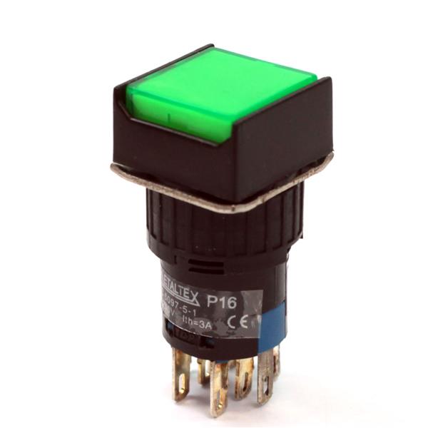 Botão de Comando Quadrado com Retenção Iluminado Metaltex P16-IS7-G2 31897 31897
