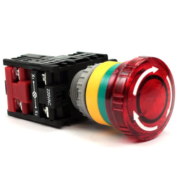 Botão de Emergência Giro para Destravar Iluminado Metaltex TN2IK2R-L1B 32148 32148