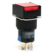 Botão de Comando Quadrado com Retenção Iluminado Metaltex P16-IS7-R2 32610 32610